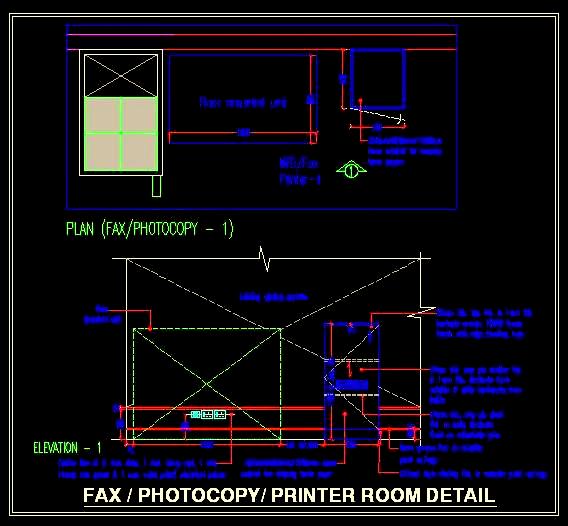 Office Printing Area DWG- Unit, Cabinet, & Electrical Details